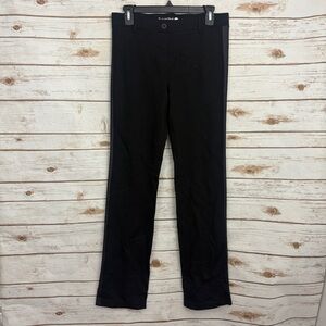 Betabrand Black Tuxedo Stripe Stretch Bootcut Career Pants